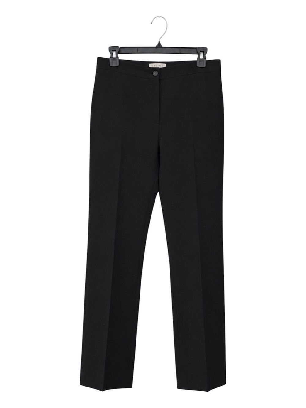 CELINE Wool Blend Straight Leg Tailored Trousers Black EU 40 - Picture 2 of 7